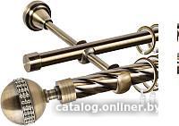 Карниз для штор АС ФОРОС Grace D25К/16Г + наконечники Авея (1.6м, антик)