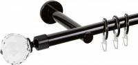 Карниз для штор АС ФОРОС Dance D19Г + наконечники Кристалл (2м, черный)