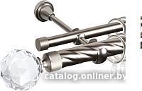 Карниз для штор АС ФОРОС Grace D25К/16Г + наконечники Кристалл (1.8м, сатин)