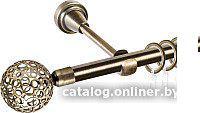 Карниз для штор АС ФОРОС Grace D16Г + наконечники Метеор (1.8м, антик)