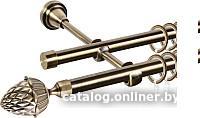Карниз для штор АС ФОРОС Grace D16Г/16Г + наконечники Шишка (1.4м, антик)