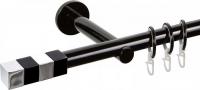 Карниз для штор АС ФОРОС Dance D19Г + наконечники Магнум хром (2.4м, черный)