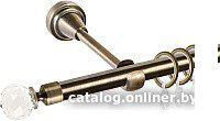 Карниз для штор АС ФОРОС Grace D16Г + наконечники Кристалл (1.6м, антик)