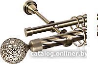 Карниз для штор АС ФОРОС Grace D25К/16Г + наконечники Метеор (1.6м, антик)