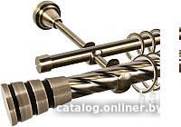 Карниз для штор АС ФОРОС Grace D25К/16Г + наконечники Пегас черный (1.8м, антик)