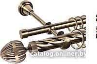 Карниз для штор АС ФОРОС Grace D25К/16Г + наконечники Милано (1.8м, антик)