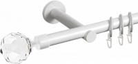 Карниз для штор АС ФОРОС Dance D19Г + наконечники Кристалл (2.4м, белый)