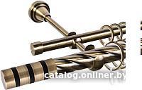 Карниз для штор АС ФОРОС Grace D25К/16Г + наконечники Тристан черный (1.6м, антик)