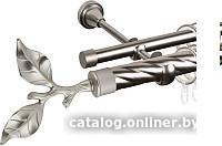 Карниз для штор АС ФОРОС Grace D25К/16Г + наконечники Лист розы (2.4м, сатин)