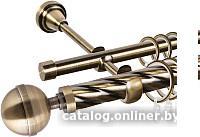 Карниз для штор АС ФОРОС Grace D25К/16Г + наконечники Шар большой (1.4м, антик)
