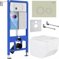 Унитаз подвесной Roxen Boro в комплекте с инсталляцией StounFix Slim 6 в 1 966244 (кнопка: бежевый)