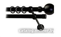 Карниз для штор Lm Decor Шар большой 059 2р гладкий 25/19мм (черный матовый, 2.4м)
