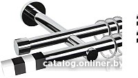 Карниз для штор АС ФОРОС Dance D19Г/19Г + наконечники Магнум черный (2.4м, хром)