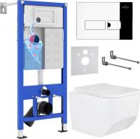 Унитаз подвесной Roxen BOro One Rimless 6 в 1 StounFix Slim 594218 (кнопка: хром)