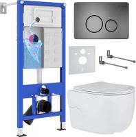 Унитаз подвесной Roxen Porto One Rimless 6 в 1 StounFix Slim 627320 (оружейная сталь/металл)