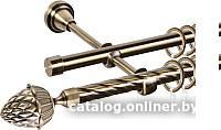 Карниз для штор АС ФОРОС Grace D16K/16Г + наконечники Шишка (1.8м, антик)