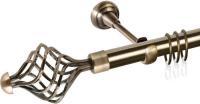 Карниз для штор АС ФОРОС Grace D25Г составной + наконечники Ажур 245 (3.2м, антик)
