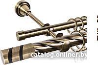 Карниз для штор АС ФОРОС Grace D25К/16Г + наконечники Изольда черный (1.8м, антик)