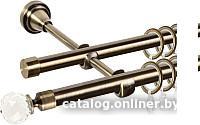 Карниз для штор АС ФОРОС Grace D16Г/16Г составной + наконечники Кристалл (3.2м, антик)