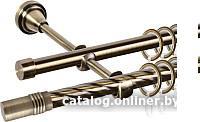 Карниз для штор АС ФОРОС Grace D16K/16Г + наконечники Цилиндр (1.4м, антик)