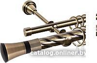 Карниз для штор АС ФОРОС Grace D25К/16Г + наконечники Люксор черный (1.8м, антик)