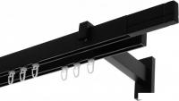 Карниз для штор Lm Decor Флэт Лайн Кросс двойной (черный матовый, 3.0м)