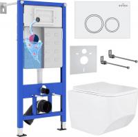 Унитаз подвесной Roxen Boro One Rimless 6 в 1 StounFix Slim 506177 (кнопка: белый глянец)