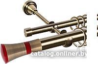 Карниз для штор АС ФОРОС Grace D25Г/16Г + наконечники Люксор красный (1.8м, антик)