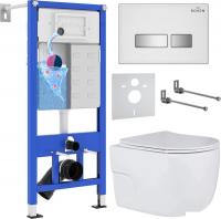 Унитаз подвесной Roxen Porto One Rimless 6 в 1 StounFix Slim 636623 (белое стекло)