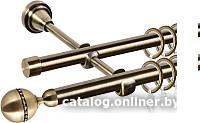 Карниз для штор АС ФОРОС Grace D16Г/16Г + наконечники Кортеза (1.6м, антик)