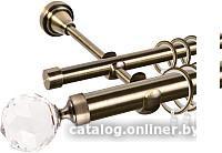 Карниз для штор АС ФОРОС Grace D25Г/16Г + наконечники Кристалл (2м, антик)