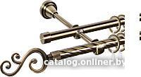 Карниз для штор АС ФОРОС Grace D16K/16Г + наконечники Лоза (2м, антик)