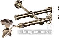 Карниз для штор АС ФОРОС Grace D16K/16Г + наконечники Лист ветка (1.8м, антик)