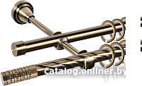 Карниз для штор АС ФОРОС Grace D16K/16Г + наконечники Крис (1.8м, антик)