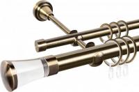 Карниз для штор АС ФОРОС Grace D25Г/16Г + наконечники Люксор стекло (3.0м, антик)