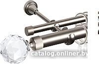 Карниз для штор АС ФОРОС Grace D25Г/16Г + наконечники Кристалл (2м, сатин)