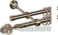 Карниз для штор АС ФОРОС Grace D16K/16Г + наконечники Милано (2м, антик)