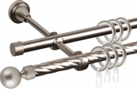 Карниз для штор АС ФОРОС Grace D16K/16Г + заглушка Шар малый (2м, сатин)