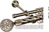 Карниз для штор АС ФОРОС Grace D25К/16Г + наконечники Метеор (3м, антик)