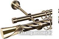 Карниз для штор АС ФОРОС Grace D25К/16Г + наконечники Вега золото (1.4м, антик)