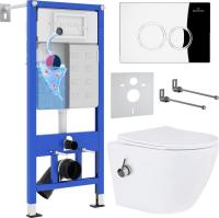 Унитаз подвесной Roxen Antares Bidet в комплекте с инсталляцией StounFix Slim 6 в 1 926249 (кнопка: