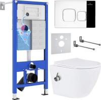 Унитаз подвесной Roxen Antares Bidet в комплекте с инсталляцией StounFix Slim 6 в 1 942567 (кнопка: