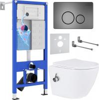 Унитаз подвесной Roxen Antares Bidet в комплекте с инсталляцией StounFix Slim 6 в 1 962282 (кнопка: