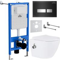 Унитаз подвесной Roxen Antares Bidet в комплекте с инсталляцией StounFix Slim 6 в 1 963184 (кнопка: