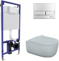 Унитаз подвесной Berges Wasserhaus Ego XL Rimless + Toma Slim SO + Novum525 + L3 043203