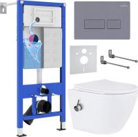 Унитаз подвесной Roxen Antares Bidet в комплекте с инсталляцией StounFix Slim 6 в 1 966821 (кнопка: