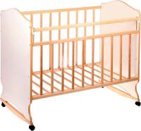 Классическая детская кроватка VDK Морозко колесо-качалка (белый/береза)