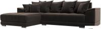 Угловой диван Лига диванов НордСтар левый 121109L (велюр коричневый/подушки велюр коричневый)