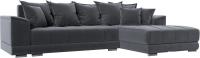 Угловой диван Лига диванов НордСтар правый 121110 (велюр серый/подушки велюр серый)
