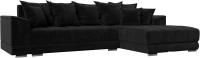 Угловой диван Лига диванов НордСтар правый 121112 (велюр черный/подушки велюр черный)